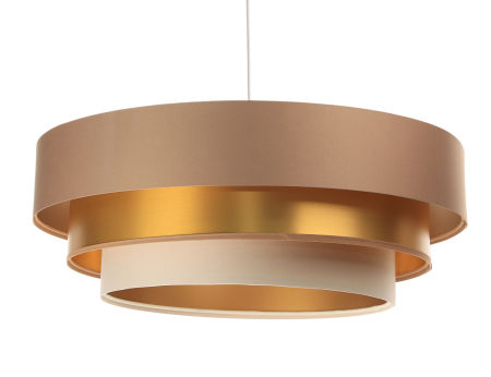 Beżowo-złota lampa wisząca z walcowymi kloszami z satyny TRINITI