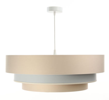 Kremowo-szara lampa wisząca z okrągłymi abażurami z satyny z jasnoszarym wnętrzem TRINITI