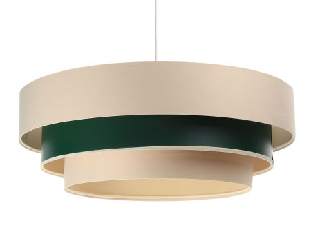 Kremowo-zielona lampa wisząca z trzema abażurami z satyny oraz apli TRINITI