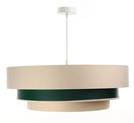 Kremowo-zielona lampa wisząca z trzema abażurami z satyny oraz apli TRINITI