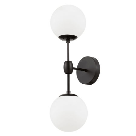 Nowoczesna, czarno-biała lampa ścienna, kinkiet z okrągłymi, szklanymi kloszami ZODIAK W2
