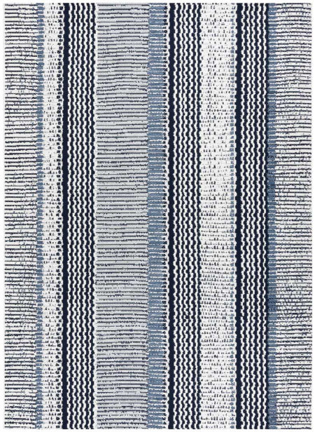 Dywan sznurkowy boho skandynawski w paski, biały/niebieski/granatowy, do wnętrz i na zewnątrz - BETTY