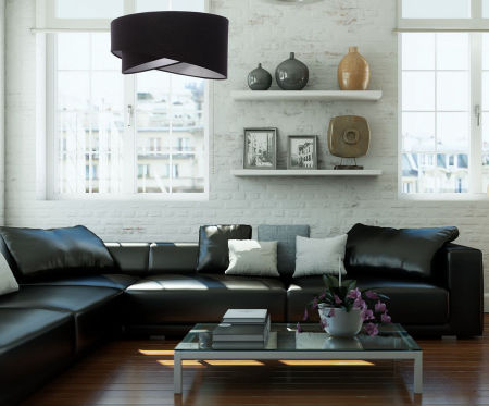 Czarna lampa wisząca z welurowym kloszem ze srebrnym wnętrzem, asymetria DONNA