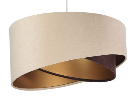 Beżowo-brązowa lampa wisząca z welurowym kloszem ze złotym wnętrzem, asymetria ARIANNA