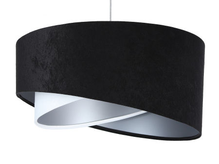 Czarno-biała lampa wisząca asymetria z welurowym abażurem ze srebrnym wnętrzem RIONA