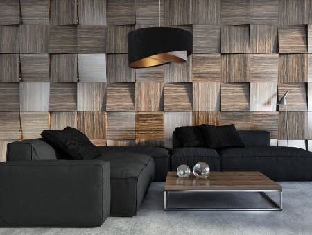 Czarno-szara lampa wisząca z asymetrycznym kloszem ze złotym wnętrzem MIX