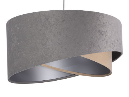 Szaro-beżowa lampa wisząca z welurowym kloszem ze srebrnym wnętrzem, asymetryczna MIX