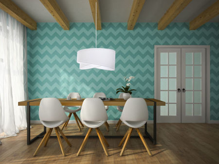 Biała lampa wisząca z welurowym, asymetrycznym kloszem CANDY