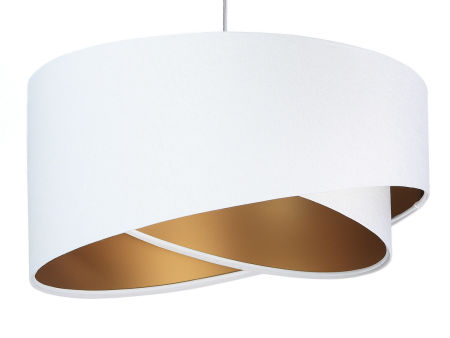 Biała lampa wisząca z welurowym kloszem ze złotym wnętrzem, asymetryczna CHLOE