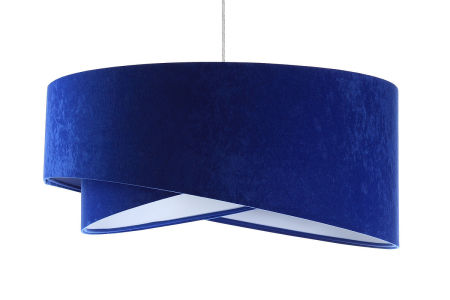Kobaltowa lampa wisząca z okrągłym, asymetrycznym kloszem z weluru z białym wnętrzem RINEA