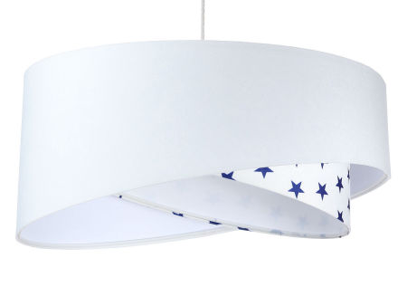 Biała lampa wisząca z welurowym kloszem w granatowe gwiazdki, asymetryczna ABELLA MIX