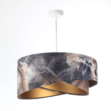 Brązowa lampa wisząca z welurowym kloszem ze złotym wnętrzem, asymetryczna MANUELA