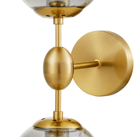 Elegancka, mosiężna lampa ścienna z dymionymi, kulistymi kloszami ZODIAK W2