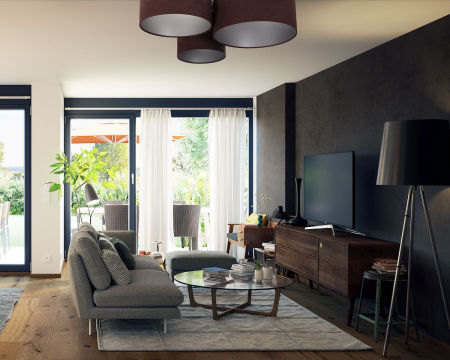 Brązowa lampa sufitowa, walcowa plafoniada z welurowymi abażurami ze srebrnym wnętrzem MELWIN