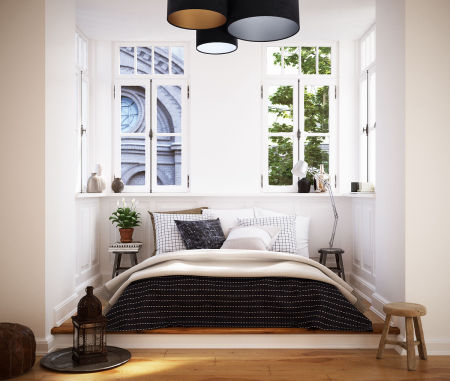 Czarna lampa sufitowa z okrągłymi kloszami z weluru z białym, srebrnym i złotym wnętrzem, plafoniada ZELTAR