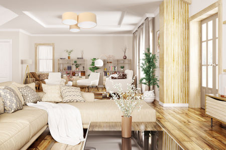 Kremowo-biała lampa sufitowa z kloszami z weluru w kształcie walca, plafoniada NOEL