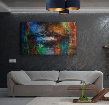 Granatowo-złota lampa sufitowa z walcowymi abażurami z weluru w różnych rozmiarach HONIR