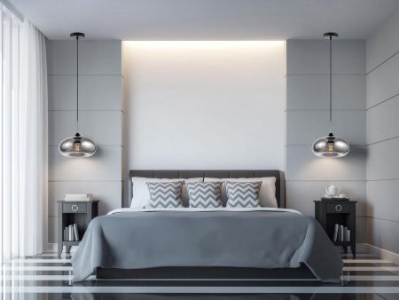 Lampa szklana owalna okrągła BROSSO SZARA przydymiona designerska