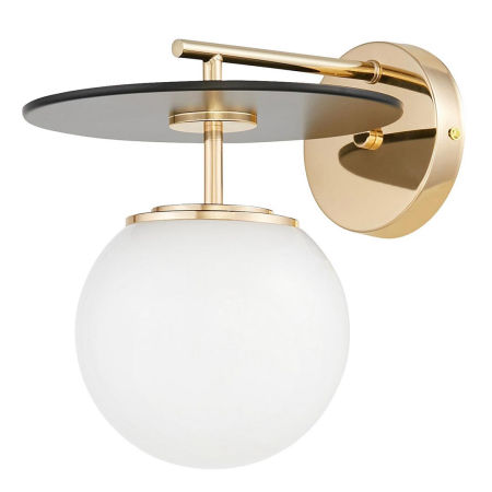 Złoty kinkiet z kulistym kloszem, lampa ścienna DALTONA