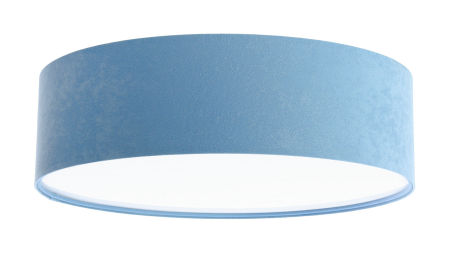 Niebieska lampa sufitowa, walcowy plafon z okrągłym abażurem z weluru