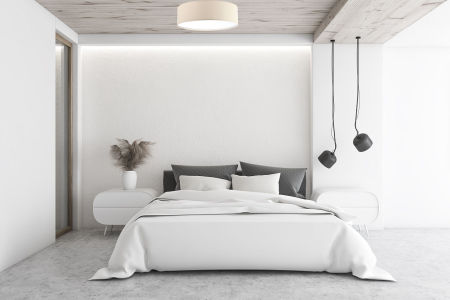 Beżowa lampa sufitowa, plafon z tkaniny o lnianej strukturze z walcowym abażurem BRIT