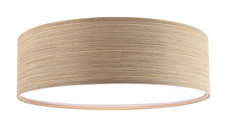 Kremowo-beżowa lampa sufitowa z walcowym abażurem ze strukturalnej tkaniny o naturalnym wyglądzie EVAN
