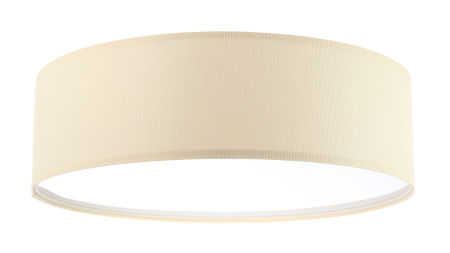 Kremowa lampa sufitowa z kloszem z tkaniny o lnianej strukturze, plafon GORDON