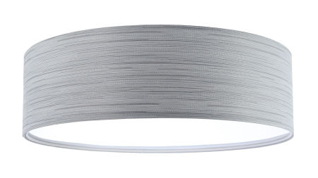 Szara lampa sufitowa z walcowym abażurem ze strukturalnej tkaniny o naturalnym wyglądzie MELVIN