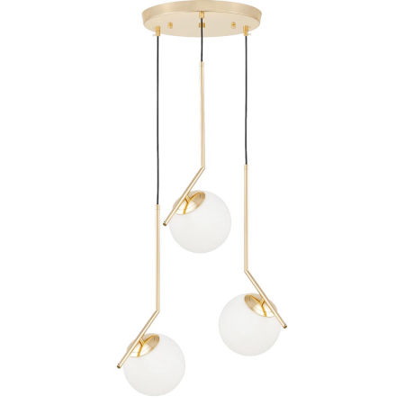 Wielopunktowa lampa wisząca w złotej oprawie z białymi kloszami, nowoczesna SORENTO