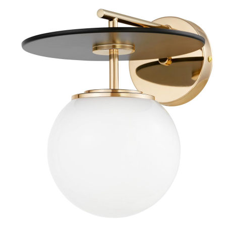 Złoty kinkiet z kulistym kloszem, lampa ścienna DALTONA