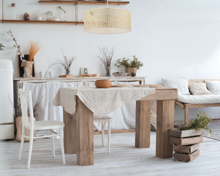 Naturalna lampa wisząca z walcowym, boho abażurem z rattanu ROTANG