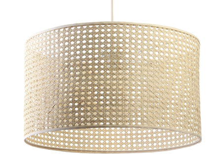 Naturalna lampa wisząca z rattanowym, walcowym kloszem boho ROTANG