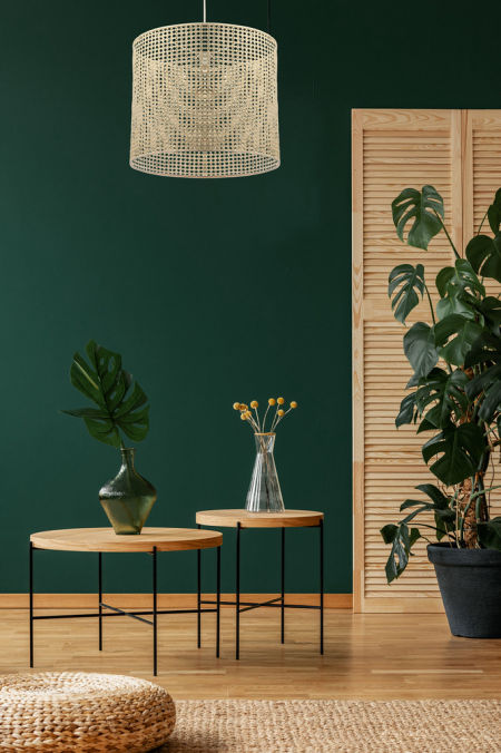 Naturalna lampa wisząca z boho abażurem z palmy rotangowej ROTANG