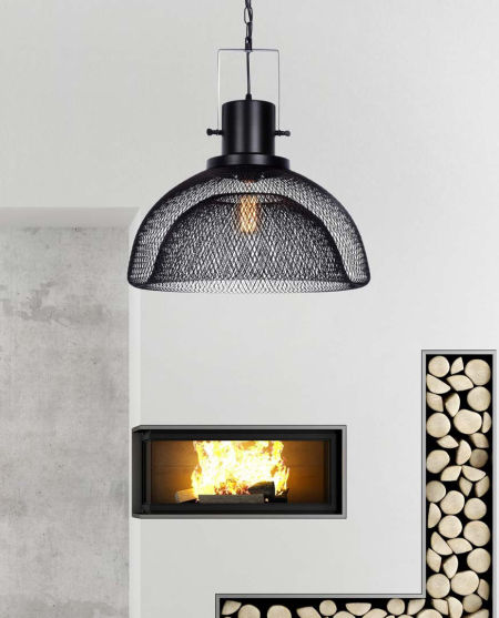 Półokrągła czarna lampa wisząca GLENCOR industrialna metalowa