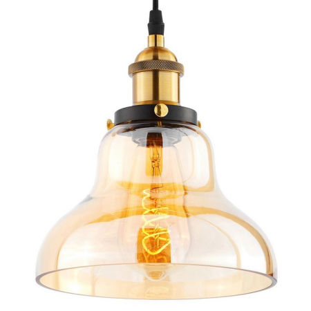 Lampa wisząca bursztynowa ZUBI szklana kopuła industrialna retro vintage