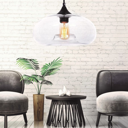 Lampa wisząca szklana okrągła owalna BROSSO PRZEZROCZYSTA designerska