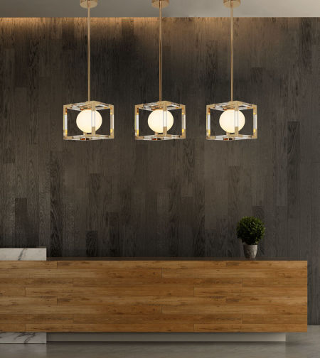 Złota lampa wisząca z białym kloszem w stylu glamour BOSCO W1