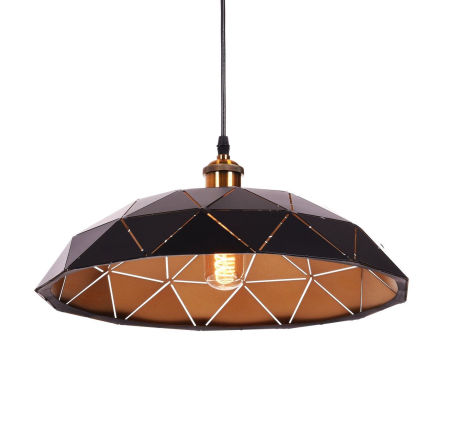 Czarna lampa wisząca, nowoczesna ze złotym wnętrzem GROSETTO W1