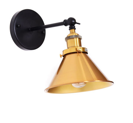 Czarno-złoty kinkiet loftowy do salonu, lampa ścienna NORI W1