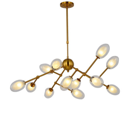 Mosiężna lampa wisząca z owalnymi kloszami, metalowa CROCUS W12