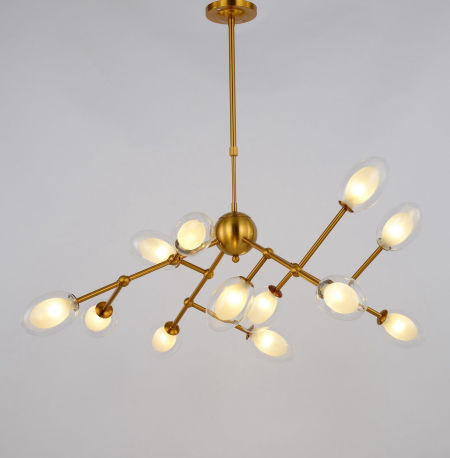 Mosiężna lampa wisząca z owalnymi kloszami, metalowa CROCUS W12