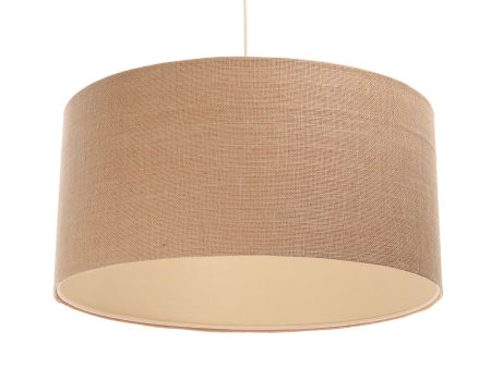 Beżowa lampa wisząca z okrągłym kloszem z juty BOHO