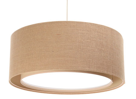 Beżowa lampa wisząca z jutowymi abażurami w kształcie walca BOHO + blenda VIVIENNE