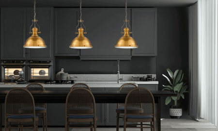 Industrialna lampa wisząca ETTORE kolor mosiądzu, metalowa kopuła