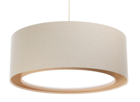 Kremowa lampa wisząca z okrągłymi kloszami z lnianej tkaniny BOHO + blenda VIVIENNE