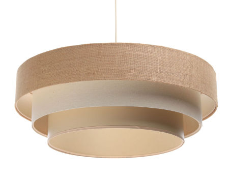 Beżowo-kremowa lampa wisząca w kształcie walca z abażurami z lnu i tkaniny jutowej BOHO