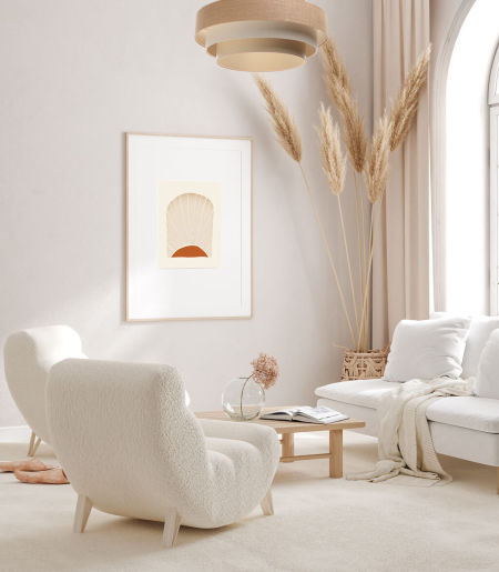 Beżowo-kremowa lampa wisząca w kształcie walca z abażurami z lnu i tkaniny jutowej BOHO