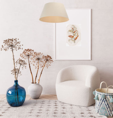 Kremowa lampa wisząca ze stożkowym abażurem z lnianej tkaniny BOHO