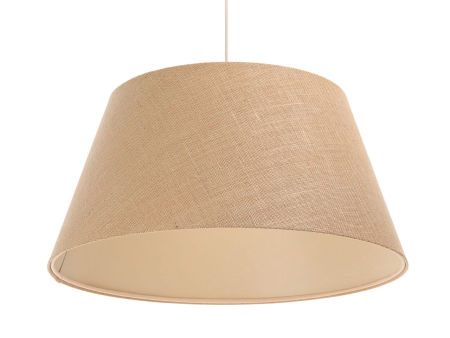Beżowa lampa wisząca z jutowym abażurem w kształcie stożka BOHO