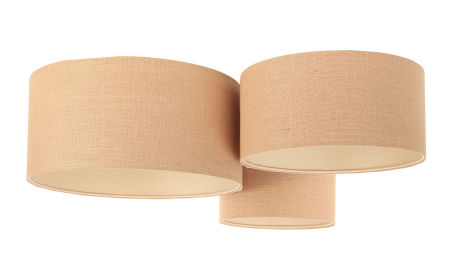 Beżowa lampa sufitowa z walcowymi abażurami z jutowej tkaniny, plafoniada BOHO